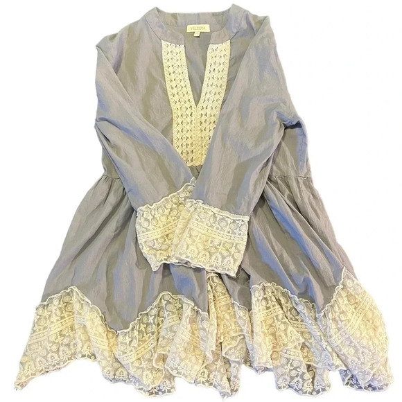 Velzera Grey Lace Long Sleeve Tunic | Women's S - Picture 2 of 5